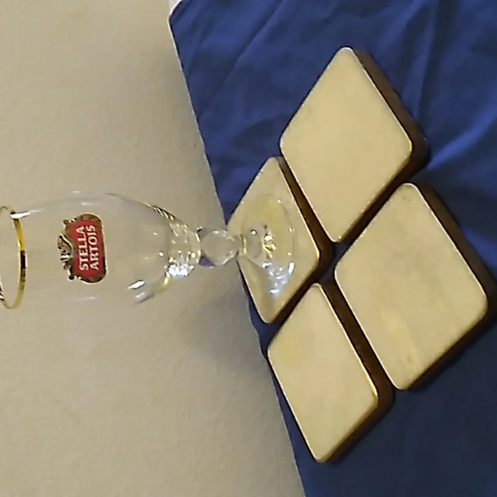 Elegant Gold Rimmed Marble Drinking Coasters- Set of 4